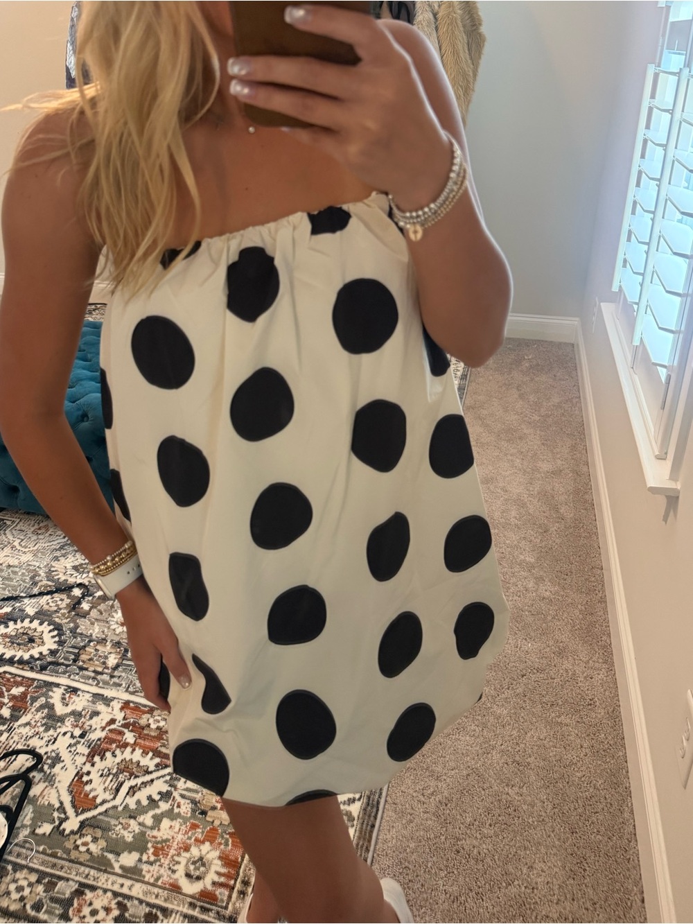 Black & White Polka Dot Strapless Mini Dress